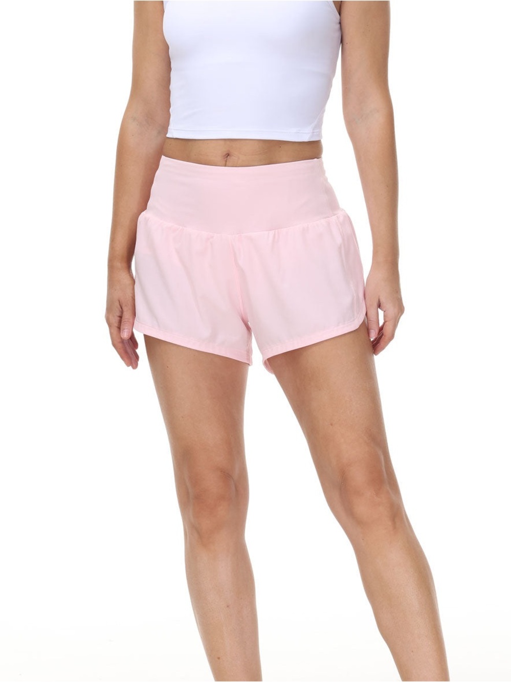 High-Waist Light Pink Athletic Shorts for Women